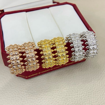 [Amore Jewels]CLASH 9.2MM FULL DIAMOND DOUBLE ROW EARRINGS