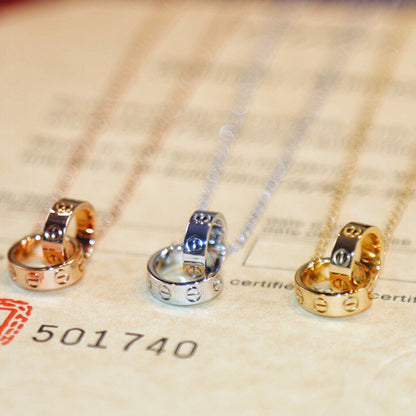 [Amore Jewels]LOVE DOUBLE RING NECKLACE