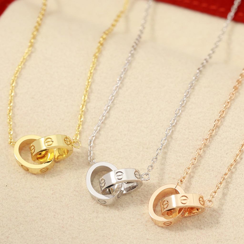 [Amore Jewels]LOVE DOUBLE RING NECKLACE