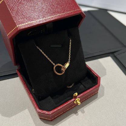 [Amore Jewels]LOVE DOUBLE RING HALF DIAMOND NECKLACE