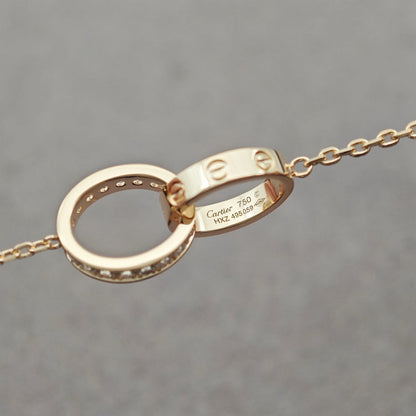 [Amore Jewels]LOVE DOUBLE RING HALF DIAMOND NECKLACE