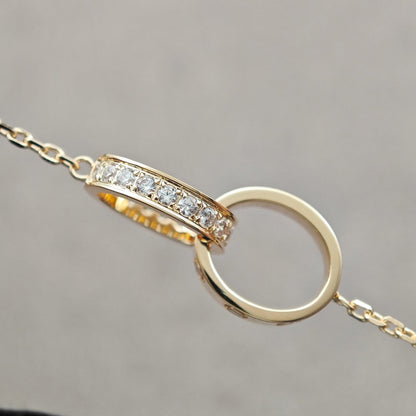 [Amore Jewels]LOVE DOUBLE RING HALF DIAMOND NECKLACE