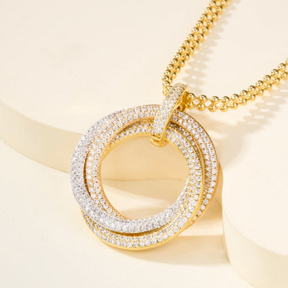 [Amore Jewels]TRINITY LARGE FULL DIAMOND  NECKLACE