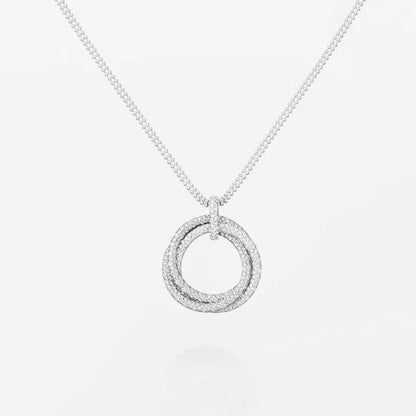 [Amore Jewels]TRINITY LARGE FULL DIAMOND  NECKLACE