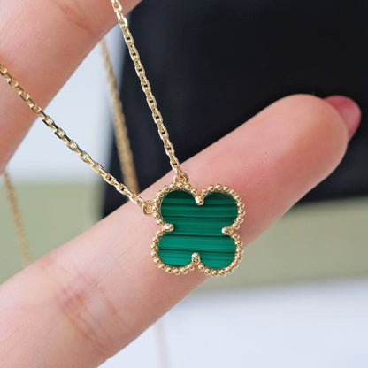 [Amore Jewels]CLOVER 15MM MALACHITE SINGLE FLOWER  NECKLACE