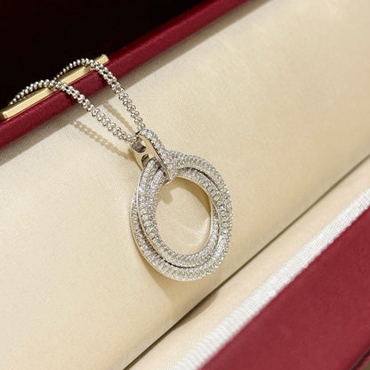 [Amore Jewels]TRINITY LARGE FULL DIAMOND  NECKLACE