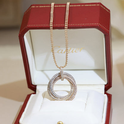 [Amore Jewels]TRINITY LARGE FULL DIAMOND  NECKLACE