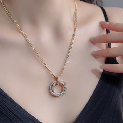 [Amore Jewels]TRINITY LARGE FULL DIAMOND  NECKLACE