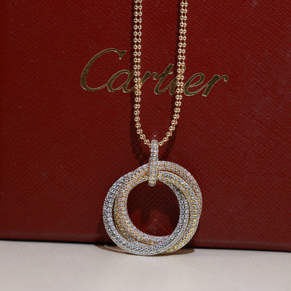 [Amore Jewels]TRINITY LARGE FULL DIAMOND  NECKLACE