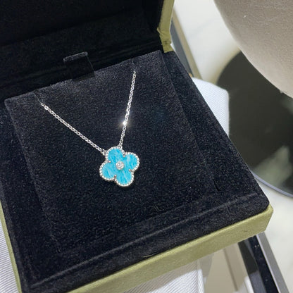 [Amore Jewels]CLOVER 15MM DIAMOND SVRES PORCELAIN  NECKLACE SILVER