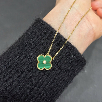 [Amore Jewels]CLOVER 15MM DIAMOND TURQUOISE NECKLACE