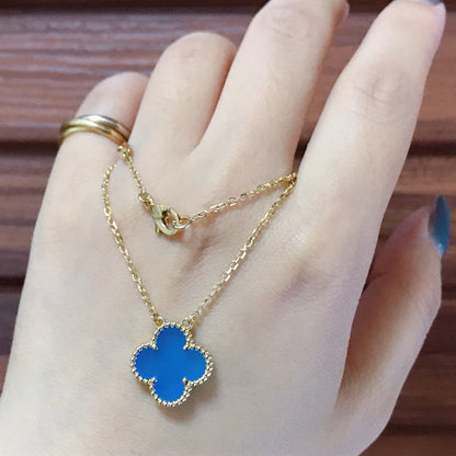 [Amore Jewels]CLOVER 15MM BLUE AGATE NECKLACE