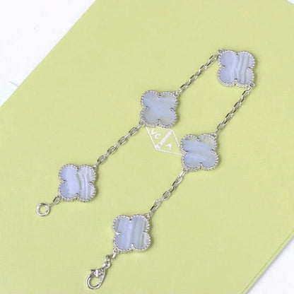 [Amore Jewels] CLOVER 5 MOTIF PURPLE CHALCEDONY BRACELET COLLECTION