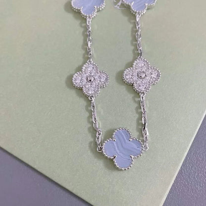 [Amore Jewels] CLOVER 5 MOTIF PURPLE CHALCEDONY BRACELET COLLECTION