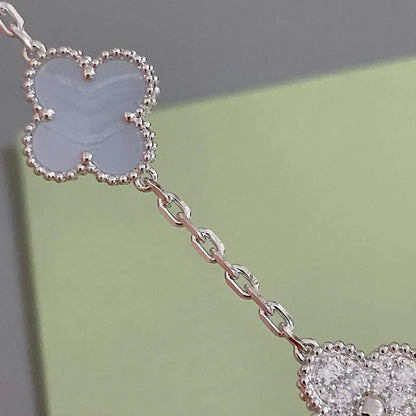 [Amore Jewels] CLOVER 5 MOTIF PURPLE CHALCEDONY BRACELET COLLECTION