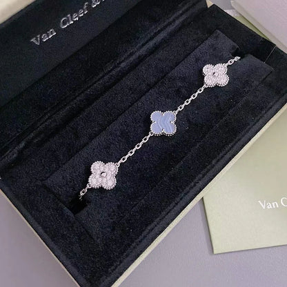 [Amore Jewels] CLOVER 5 MOTIF PURPLE CHALCEDONY BRACELET COLLECTION