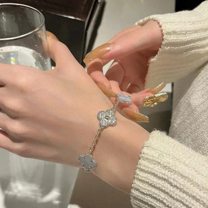 [Amore Jewels] CLOVER 5 MOTIF PURPLE CHALCEDONY BRACELET COLLECTION