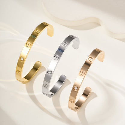[Amore Jewels]LOVE BRACELET 6.1MM 1 DIAMOND OPEN CUFF