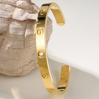 [Amore Jewels]LOVE BRACELET 6.1MM 1 DIAMOND OPEN CUFF