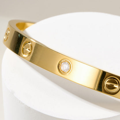 [Amore Jewels]LOVE BRACELET 6.1MM 1 DIAMOND OPEN CUFF