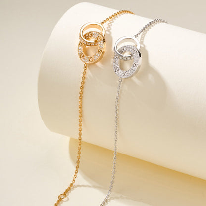 [Amore Jewels]LOVE DOUBLE RING FULL DIAMOND BRACELET