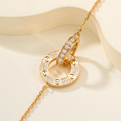 [Amore Jewels]LOVE DOUBLE RING FULL DIAMOND BRACELET