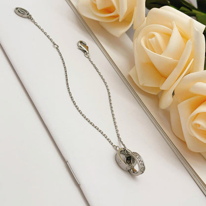 [Amore Jewels]LOVE DOUBLE RING HALF DIAMOND BRACELET
