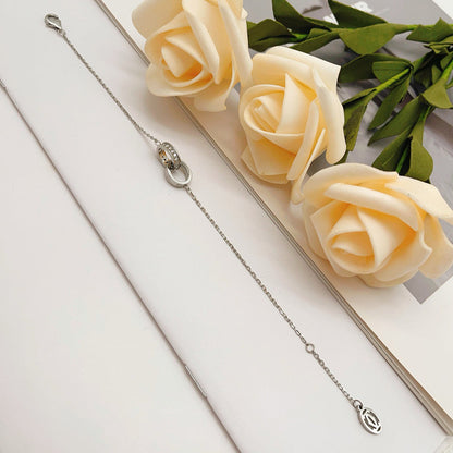 [Amore Jewels]LOVE DOUBLE RING HALF DIAMOND BRACELET