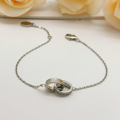 [Amore Jewels]LOVE DOUBLE RING HALF DIAMOND BRACELET