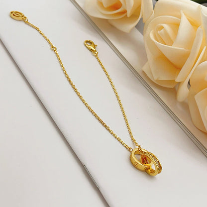[Amore Jewels]LOVE DOUBLE RING HALF DIAMOND BRACELET