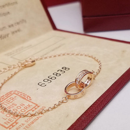 [Amore Jewels]LOVE DOUBLE RING HALF DIAMOND BRACELET