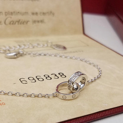 [Amore Jewels]LOVE DOUBLE RING HALF DIAMOND BRACELET