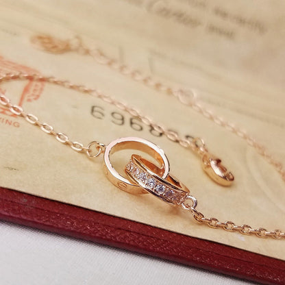 [Amore Jewels]LOVE DOUBLE RING HALF DIAMOND BRACELET