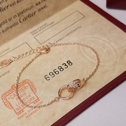 [Amore Jewels]LOVE DOUBLE RING HALF DIAMOND BRACELET