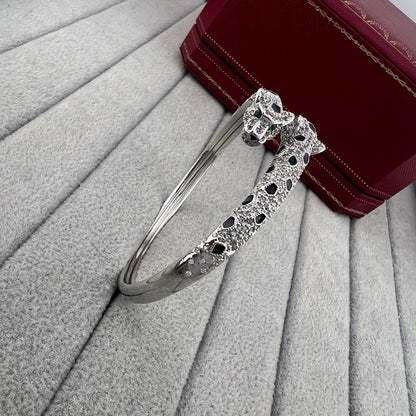 [Amore Jewels]PANTHERE DOUBLE HEADED HALF DIAMOND OPEN BRACELET