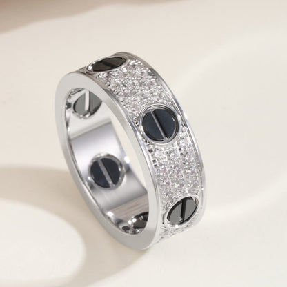[Amore Jewels]LOVE RING 5.5MM DIAMONDS PAVED CERAMIC