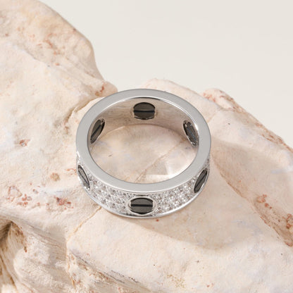 [Amore Jewels]LOVE RING 5.5MM DIAMONDS PAVED CERAMIC