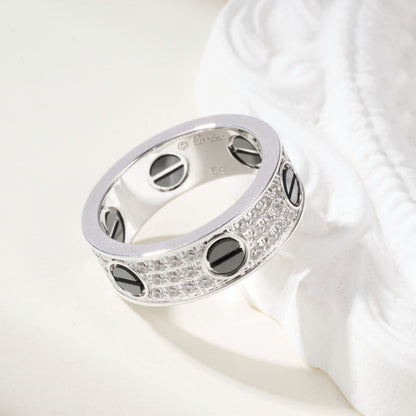 [Amore Jewels]LOVE RING 5.5MM DIAMONDS PAVED CERAMIC
