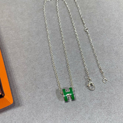 [Amore Jewels]POP H GREEN NECKLACE SILVER AND GOLD