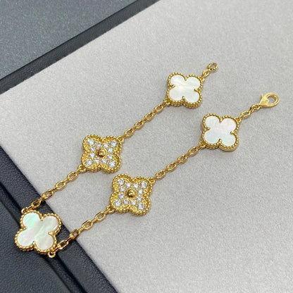 [Amore Jewels]CLOVER WHITE PEARL MOP 5 MOTIF BRACELET COLLECTION