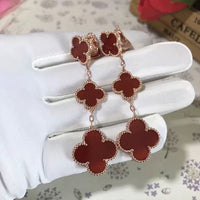 [Amore Jewels]CLOVER 3 MOTIF CARNELIAN DROP EARRINGS