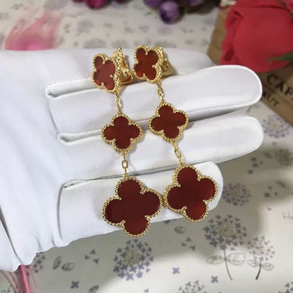 [Amore Jewels]CLOVER 3 MOTIF CARNELIAN DROP EARRINGS