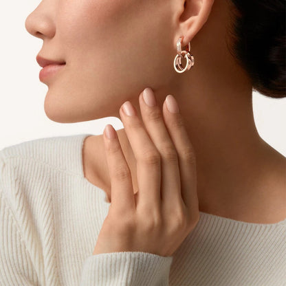 [Amore Jewels]LOVE 3.3MM DANGLE HALF DIAMOND EARRINGS