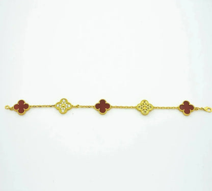[Amore Jewels] CLOVER 5 MOTIF RED CORNELIAN BRACELET COLLECTION