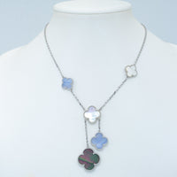 [Amore Jewels]CLOVER MOP CHALCEDONY NECKLACE SILVER 6 MOTIF