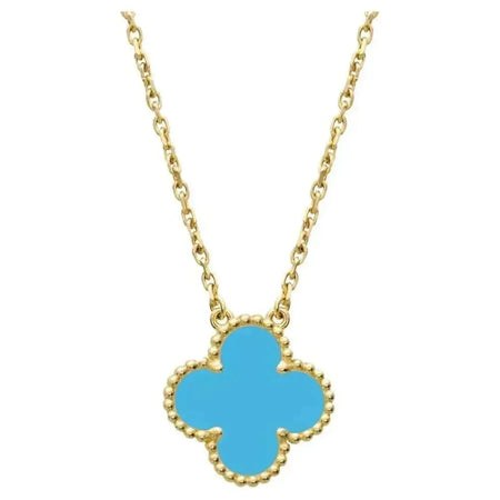 [Amore Jewels]CLOVER 15MM VINTAGE TURQUOISE NECKLACE