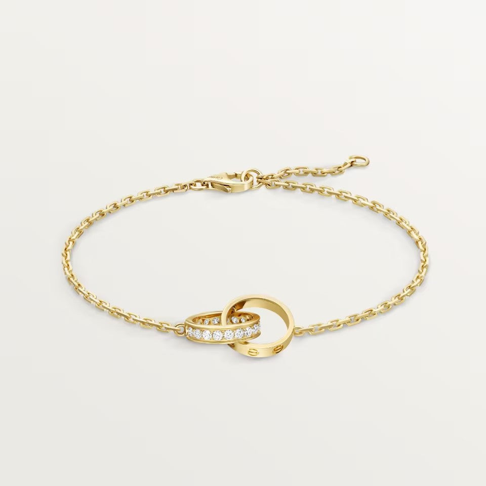 [Amore Jewels]LOVE DOUBLE RING HALF DIAMOND BRACELET