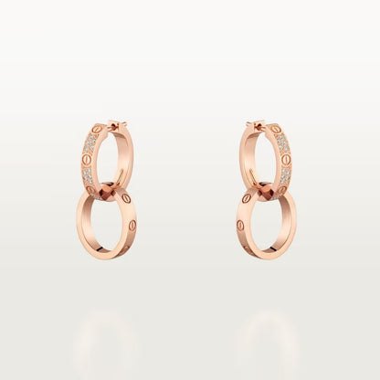 [Amore Jewels]LOVE 3.3MM DANGLE HALF DIAMOND EARRINGS