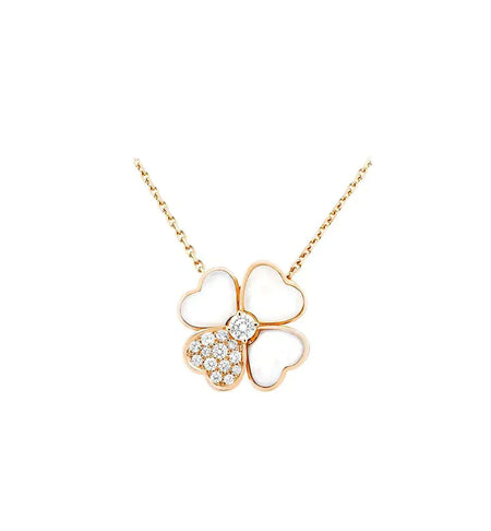 [Amore Jewels]CLOVER MOP DIAMOND ROSE GOLD NECKLACE