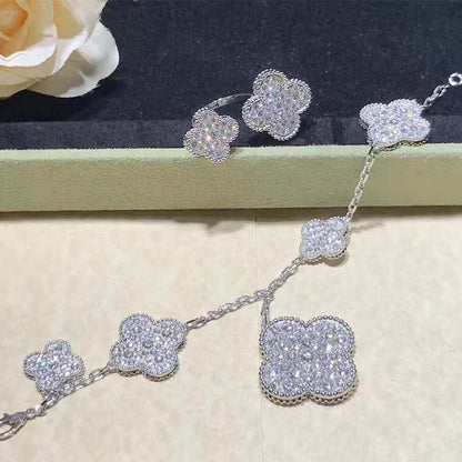 [Amore Jewels]CLOVER 6 MOTIFS SILVER DIAMOND BRACELET
